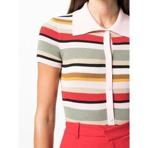 Alice + Olivia "Colleen" striped polo BNWOT NEW button up